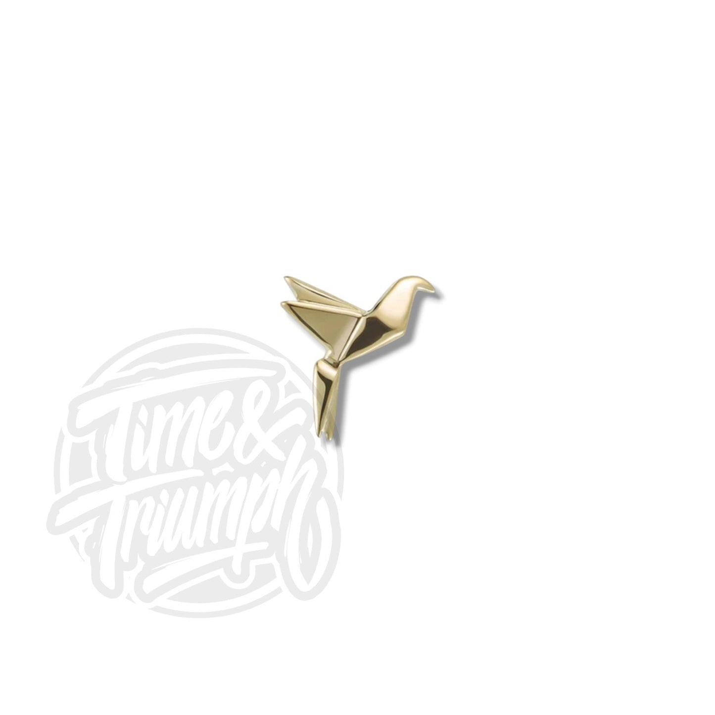 14K Gold Origami Bird Threadless Attachment - Time & Triumph