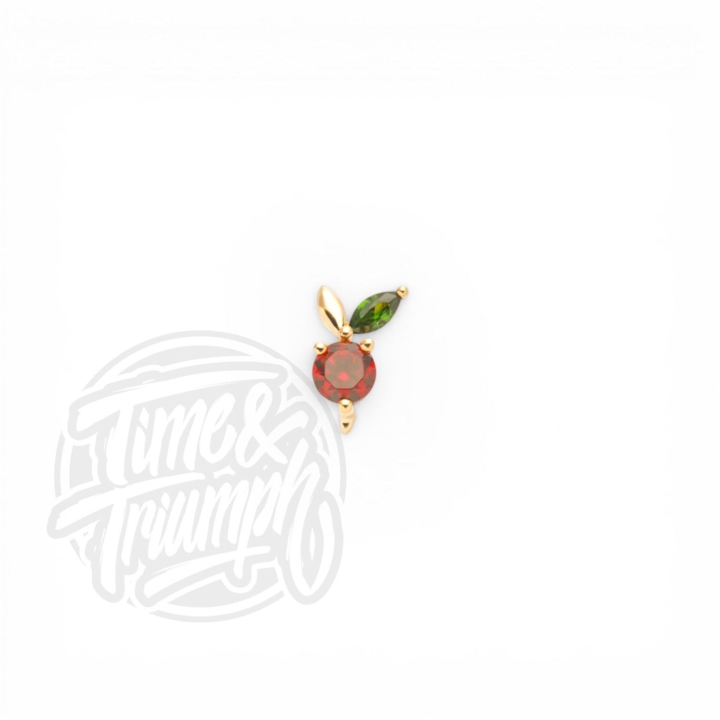 14K Gold Ruby Apple Threadless Attachment - Time & Triumph