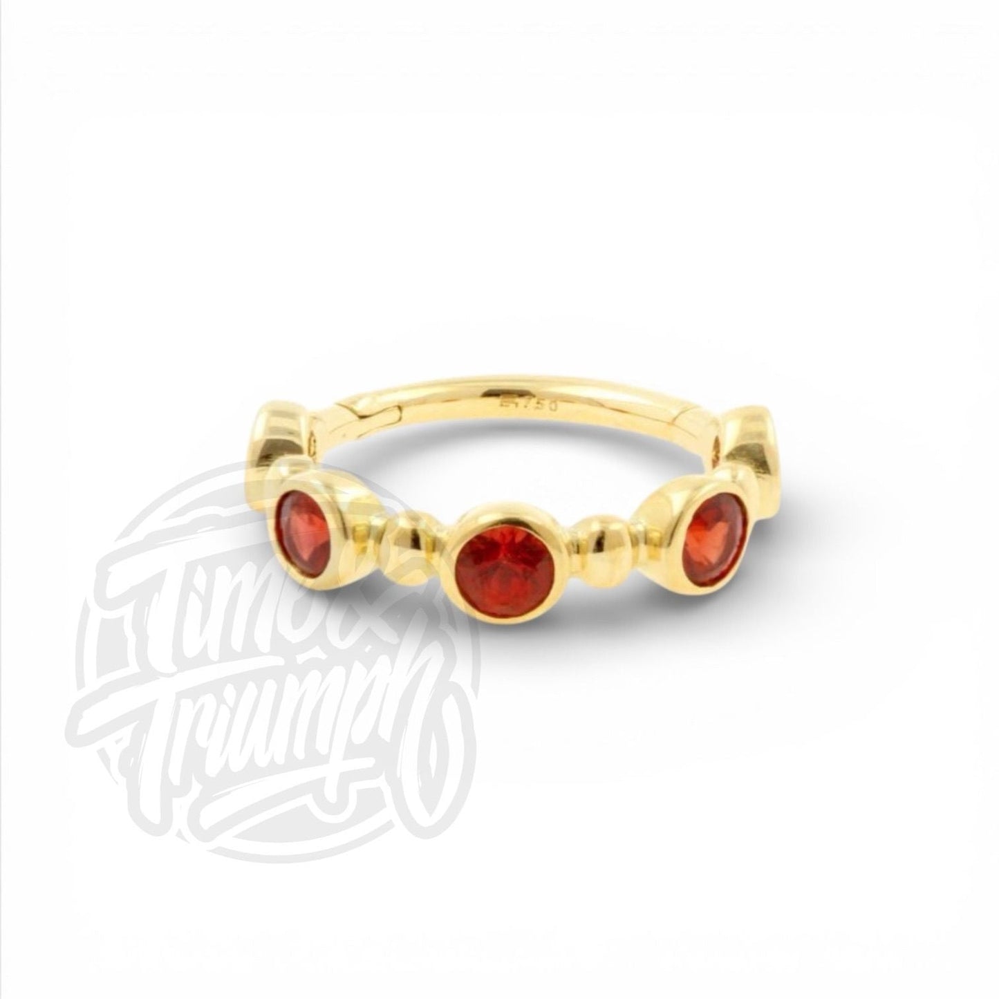 18k Gold Red Songea Sapphires Clicker - Time and Trimph