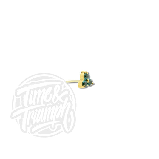18K Gold Trinity Dark Afghan Tourmaline Threadless Attachment - Time & Triumph