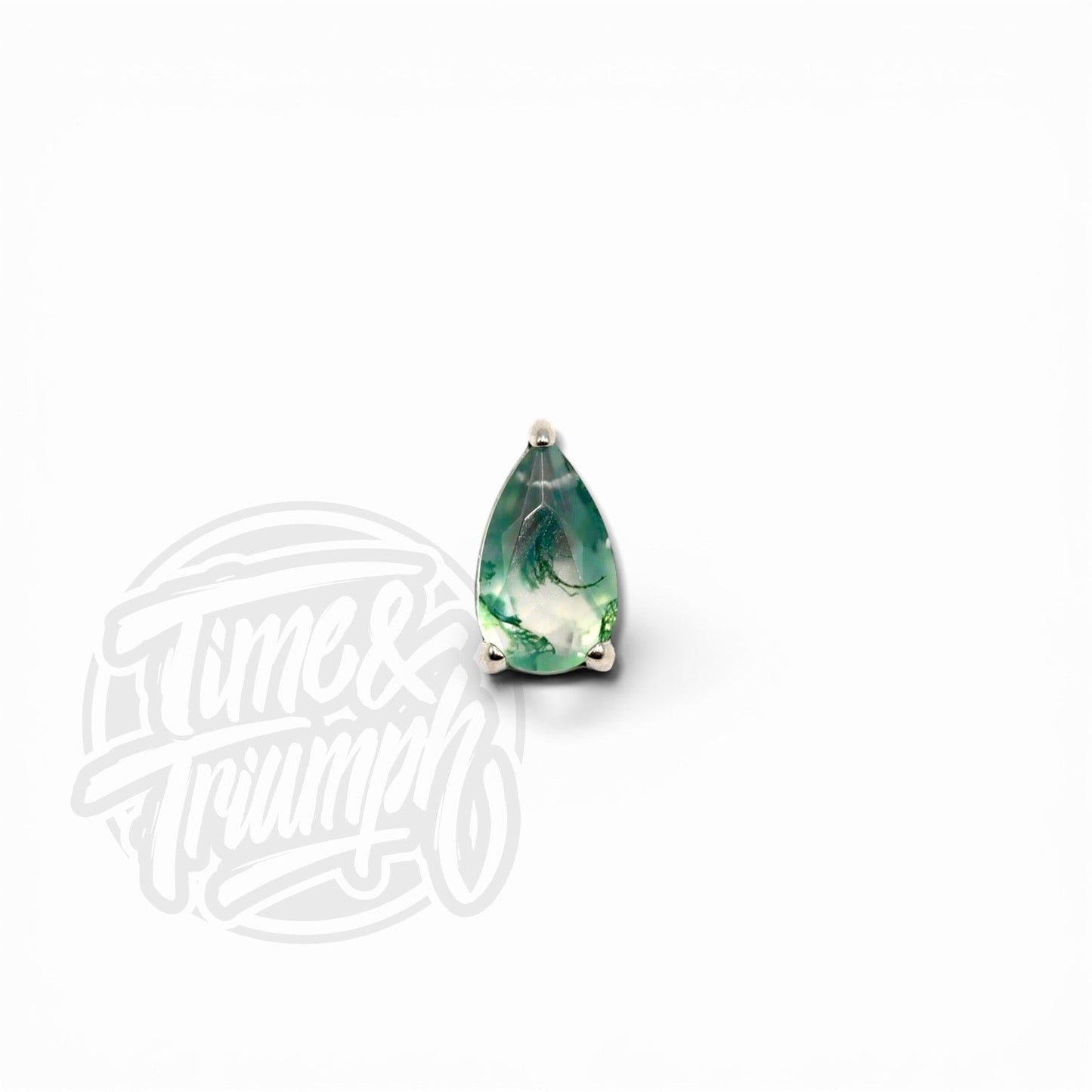 Titanium Drop Moss Agate Natural Stone - Time & Triumph