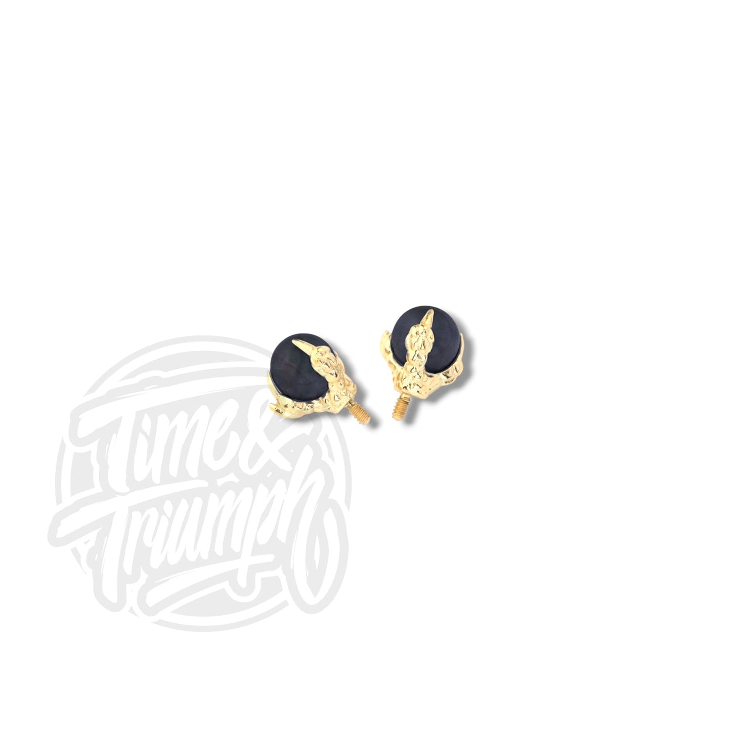 Titanium Gold Dragon Claw & Black Opal Threaded Attachment - Time & Triumph