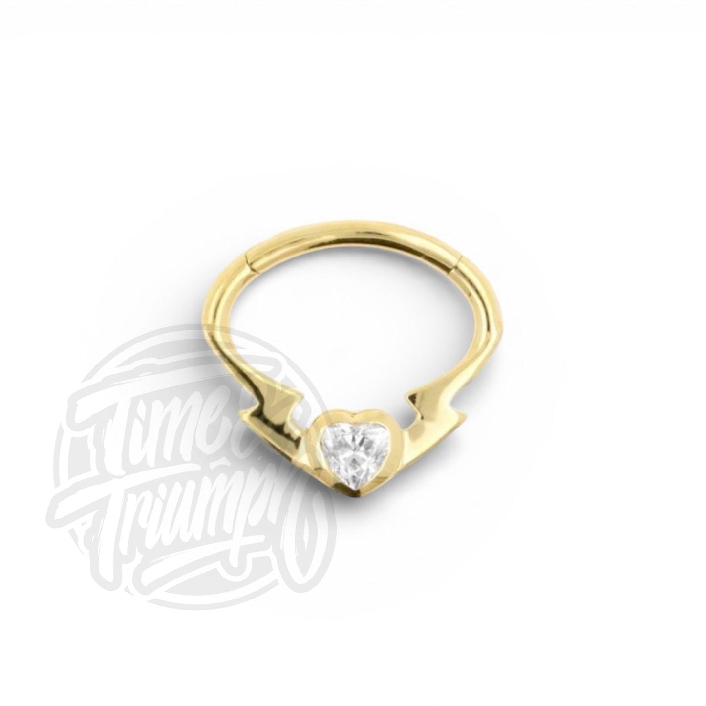 18K Gold Heart Premium Zirconia Clicker - Time & Triumph
