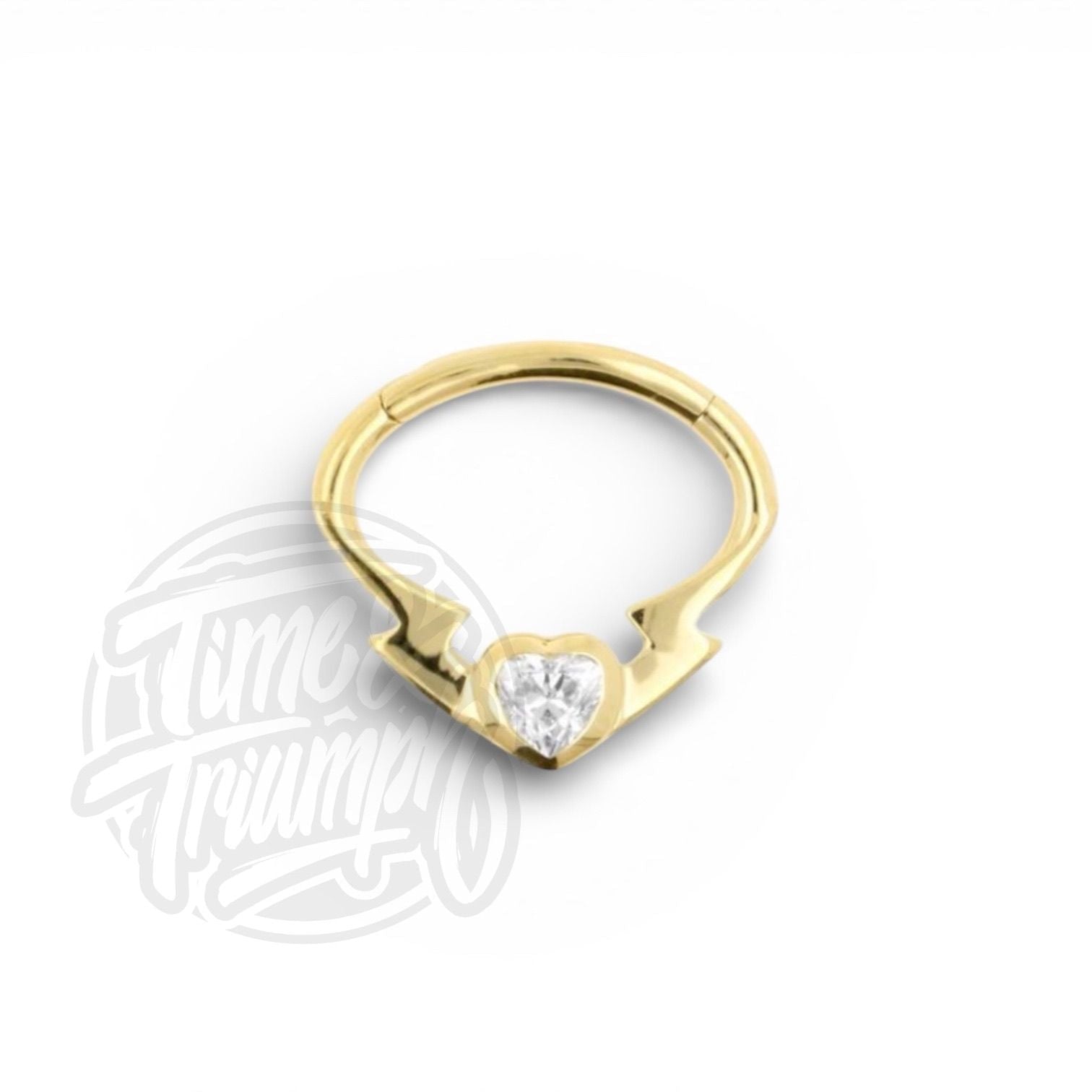 18K Gold Heart Premium Zirconia Clicker - Time & Triumph