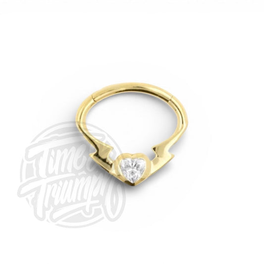 18K Gold Heart Premium Zirconia Clicker - Time & Triumph