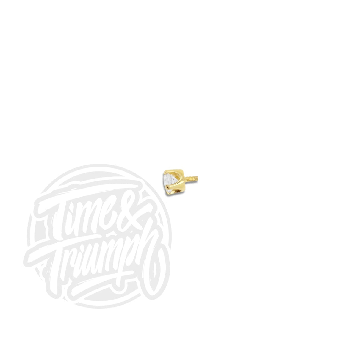 18K Gold Round Premium Zirconia Threaded Attachment - Time & Triumph