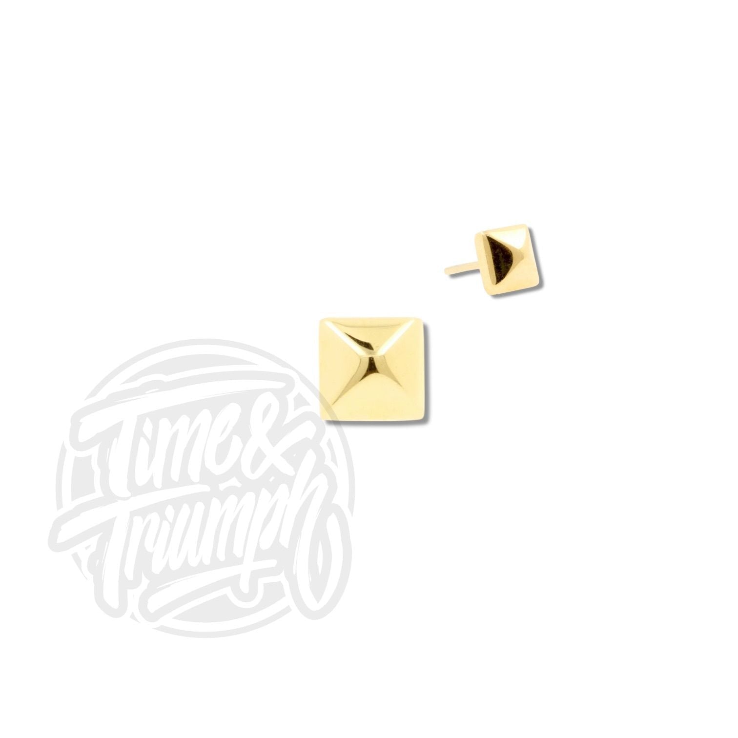18K Gold Square Stud Threadless Attachment - Time & Triumph