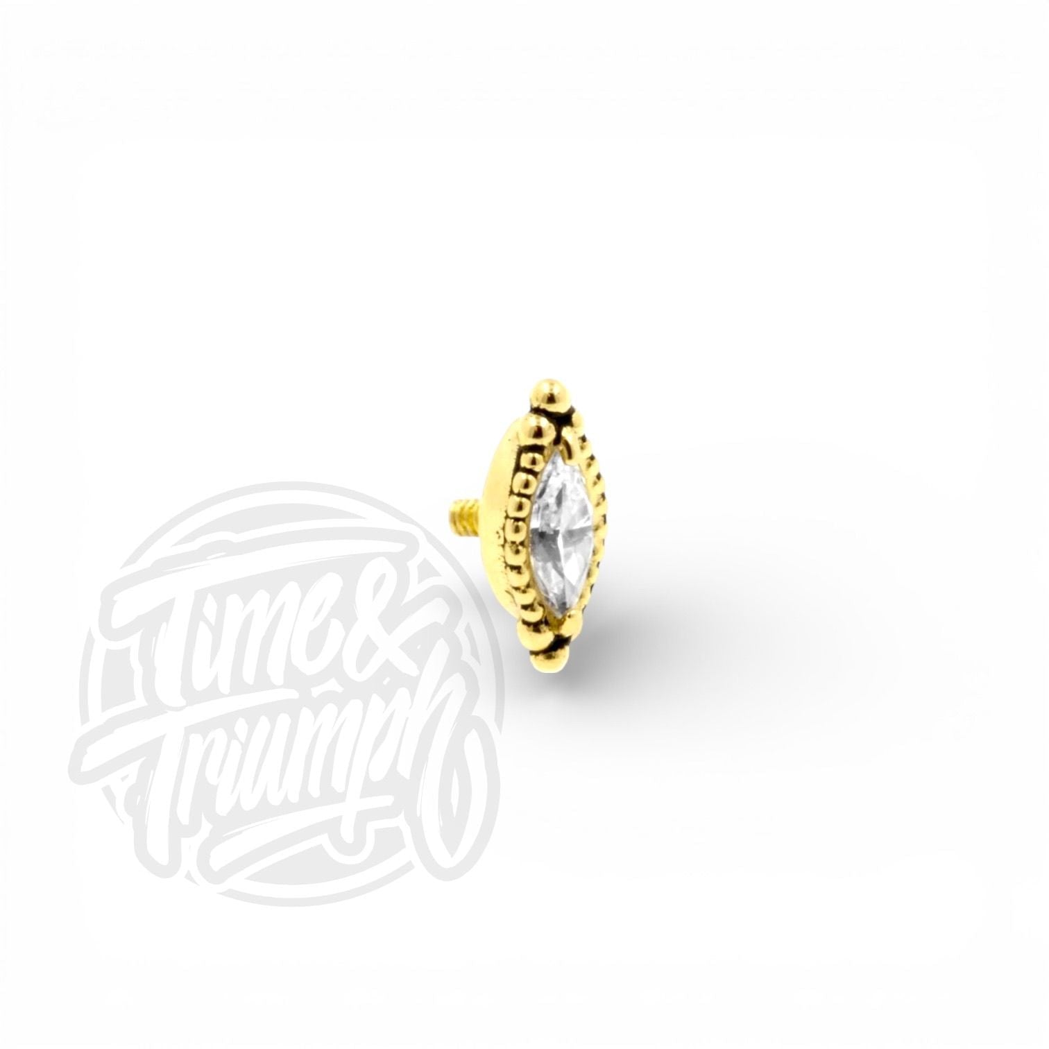 18K Gold Vintage Marquise Threaded Attachment - Time & Triumph