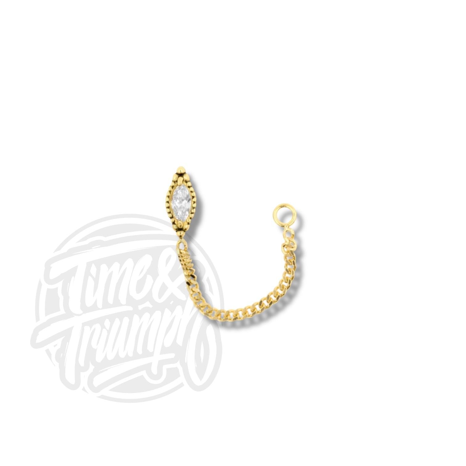 18K Gold Vintage Marquise With Chain Threadless Attachment - Time & Triumph