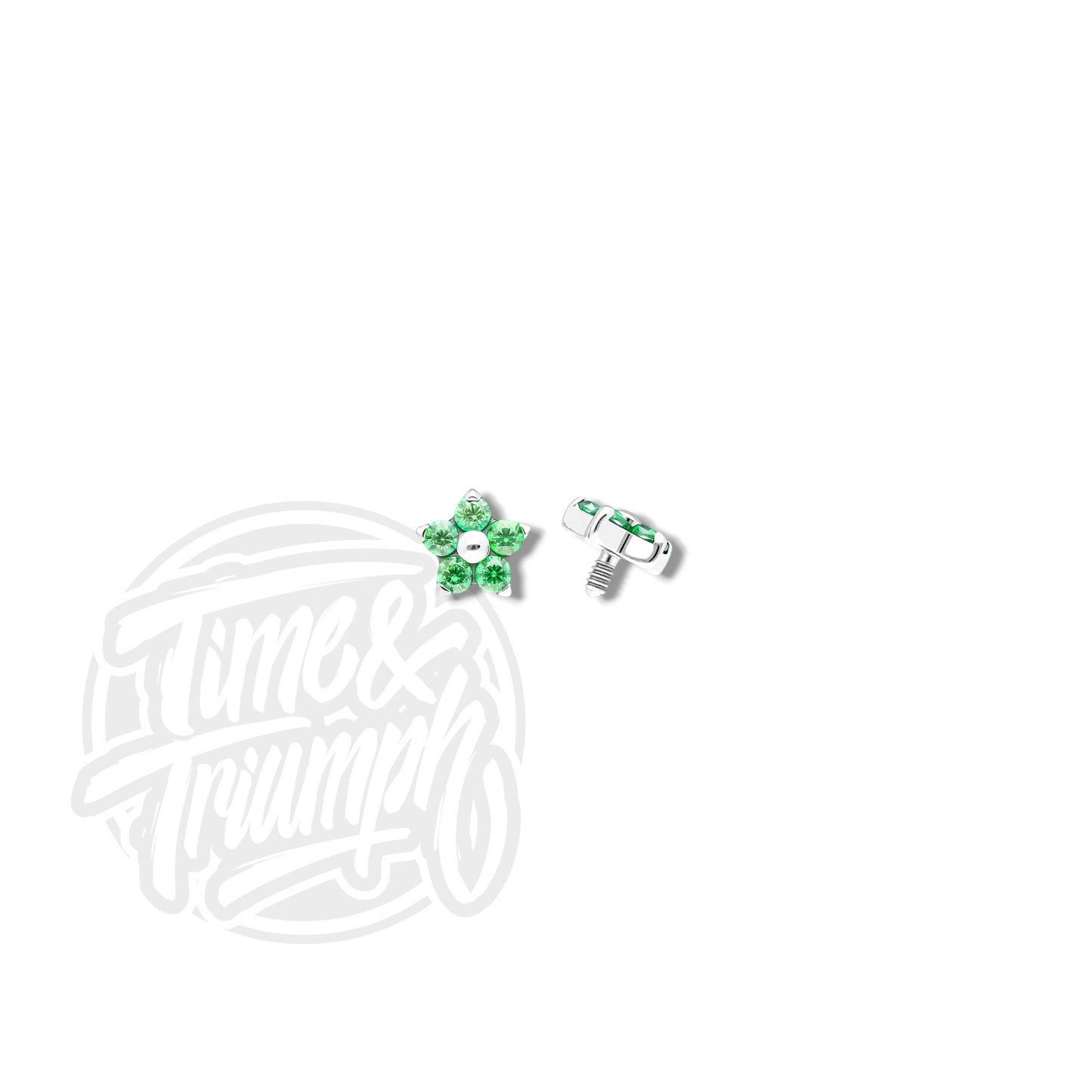 Titanium Lori Flower Emerald Green                                 Threaded Attachment