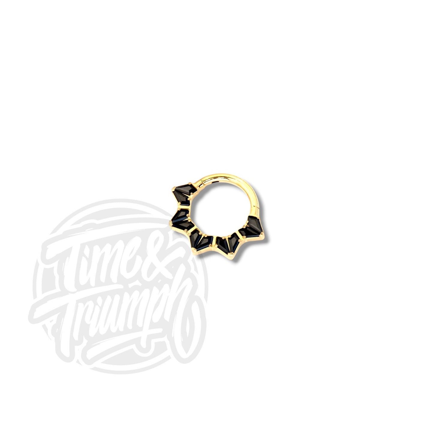 Titanium Gold Clicker Diamond Cuts Black Zirconia             Septum/Daith