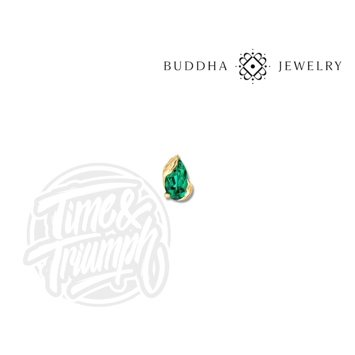 Buddha Jewelry 14K Solid Gold Occasion Threadless Attachment — Lab Grown Emerald - Time & Triumph