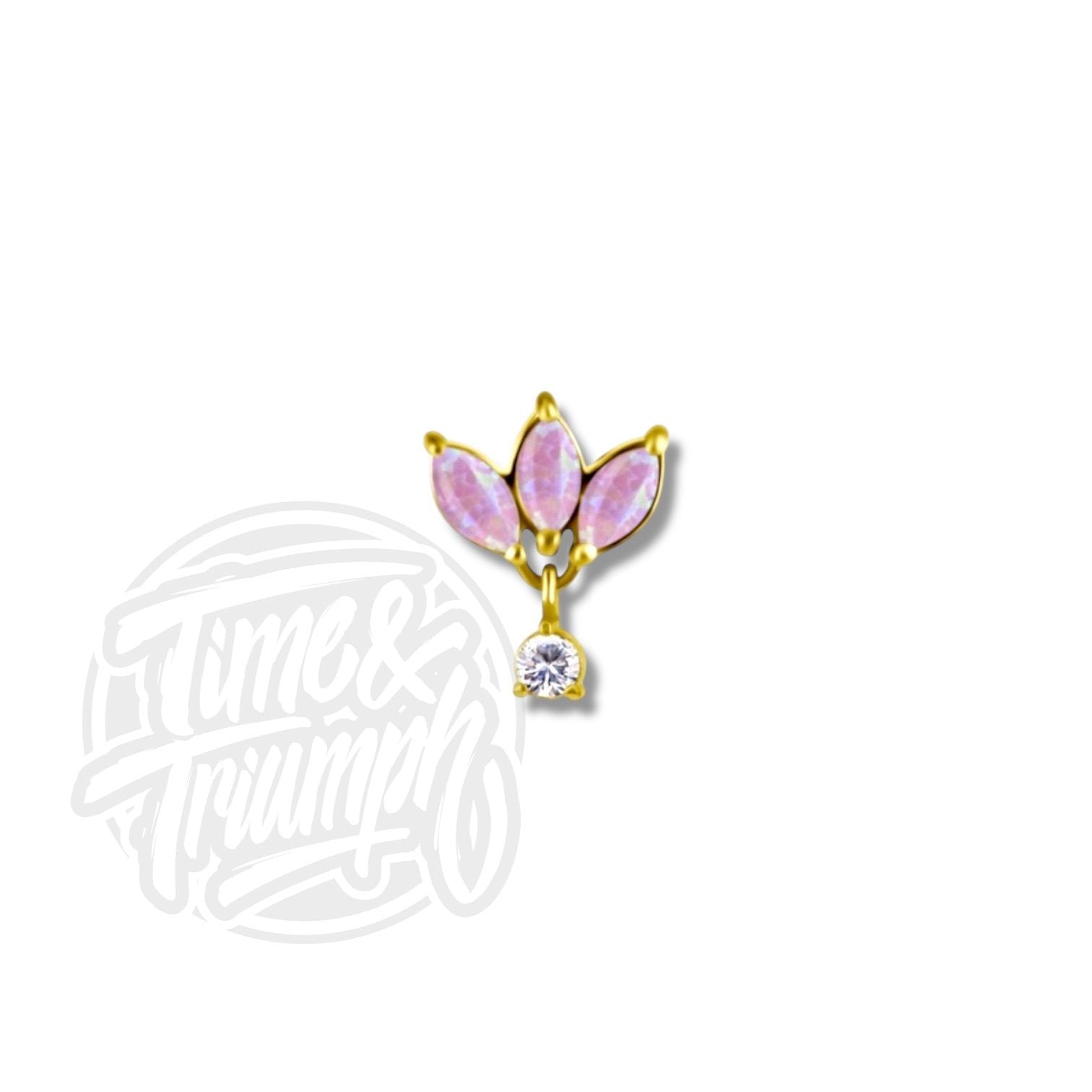 Cobalt Chrome Lotus Pink Synthetic Opal Threaded Attachment - Time & Triumph