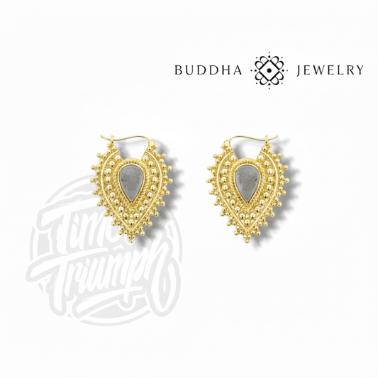 Nostalgia Gold Plated Earrings with Labradorite by Buddha Jewelry - Time & Triumph