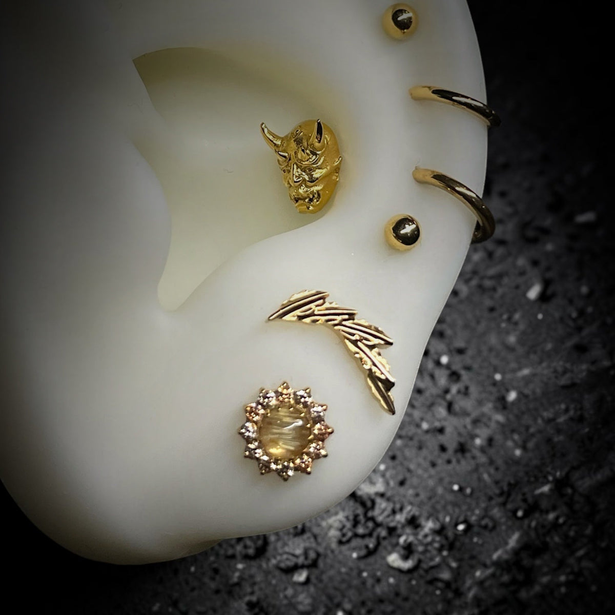 Tawapa Laurel pin Gold Bonded Titanium right Threadless Attachment - Time & Triumph