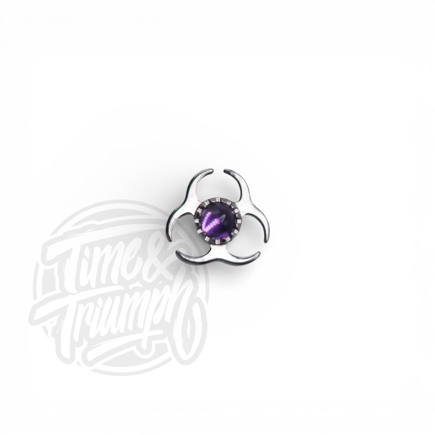 Titanium Amethyst Biohazard Threaded Attachment - Time & Triumph