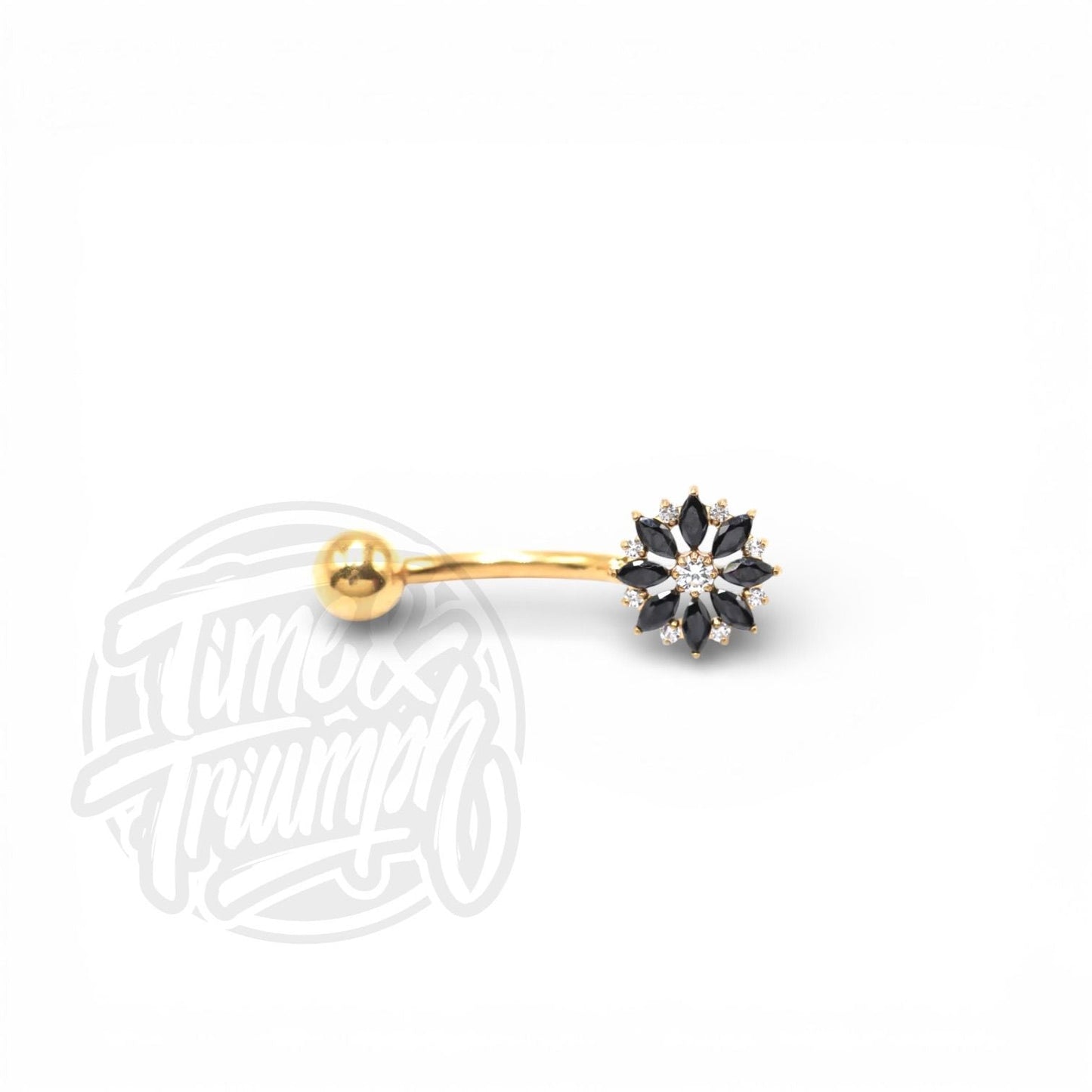 Titanium Black Flower Belly Button - Time & Triumph