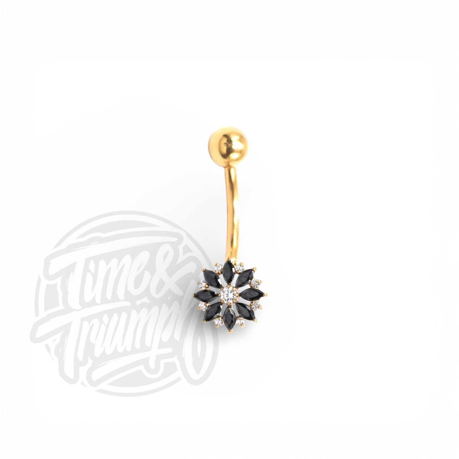 Titanium Black Flower Belly Button - Time & Triumph