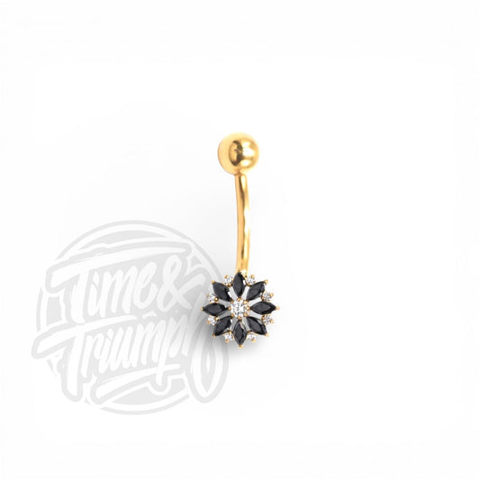 Titanium Black Flower Belly Button - Time & Triumph