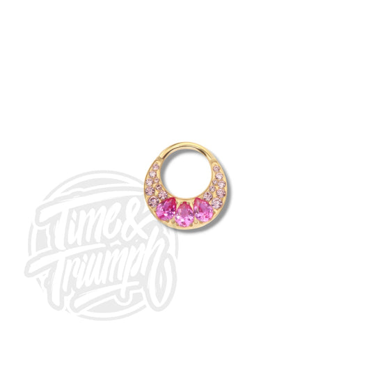 Titanium Gold & Fuchsia Pear-Cut Trio Clicker Septum/Daith - Time & Triumph
