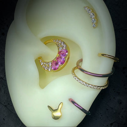 Titanium Gold & Fuchsia Pear-Cut Trio Clicker Septum/Daith - Time & Triumph