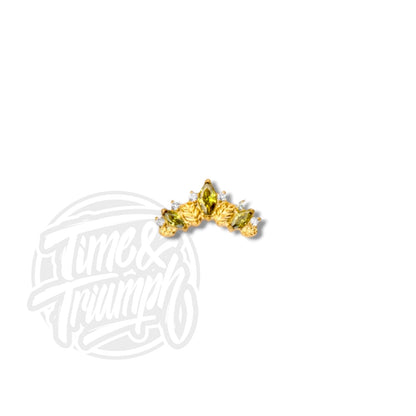 Titanium Gold Marquise Leaves Diademe & Olive green Threaded Attachment - Time & Triumph