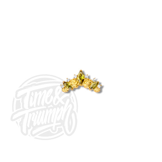Titanium Gold Marquise Leaves Diademe & Olive green Threaded Attachment - Time & Triumph