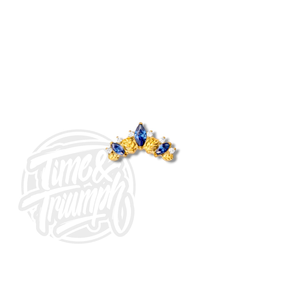 Titanium Gold Marquise Leaves Diademe & Royal Blue Threaded Attachment - Time & Triumph