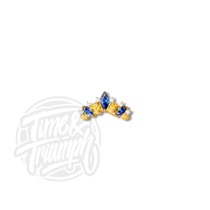 Titanium Gold Marquise Leaves Diademe & Royal Blue Threaded Attachment - Time & Triumph