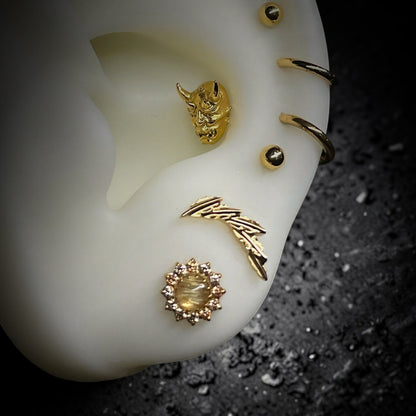 Titanium Gold Shirudo with Gold Quartz Threaded Attachment - Time & Triumph