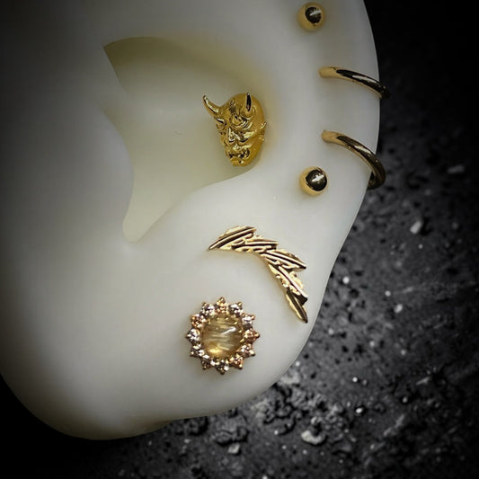 Titanium Gold Shirudo with Gold Quartz Threaded Attachment - Time & Triumph