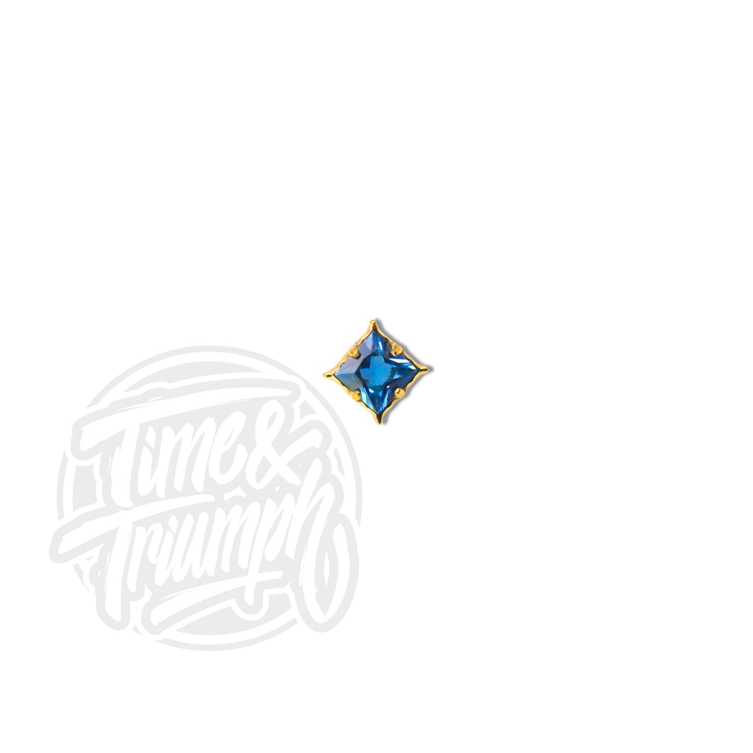 Titanium Gold Square & Blue Zirconia Threaded Attachment - Time & Triumph
