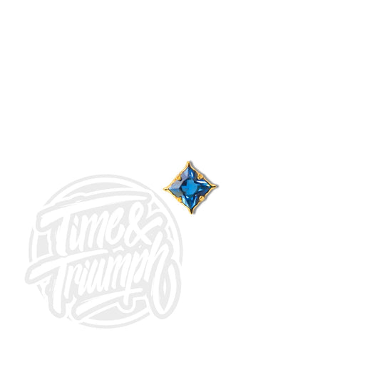 Titanium Gold Square & Blue Zirconia Threaded Attachment - Time & Triumph