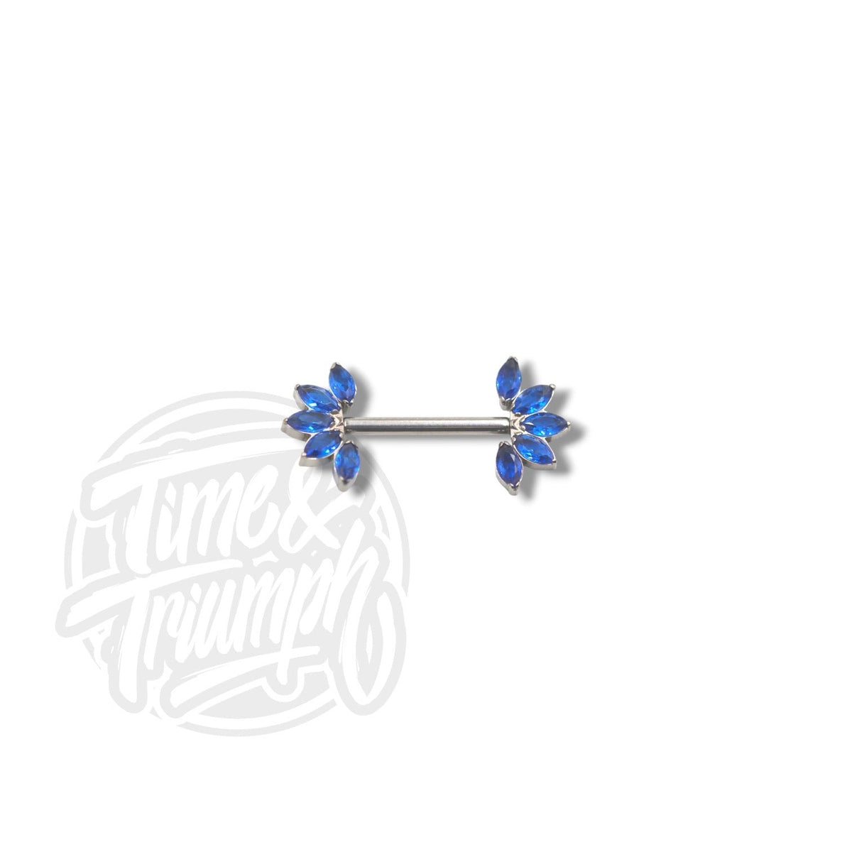 Titanium Nipple Cluster & Sapphire Blue Premium Zirconia. Threadless - Time & Triumph