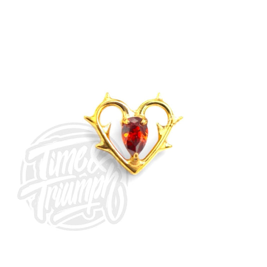 Titanium Premium Zirconia Ruby Spiked Heart Threaded Attachment - Time & Triumph