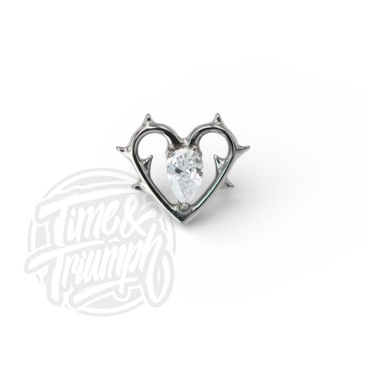 Titanium Premium Zirconia Spiked Heart Treaded Attachment - Time & Triumph